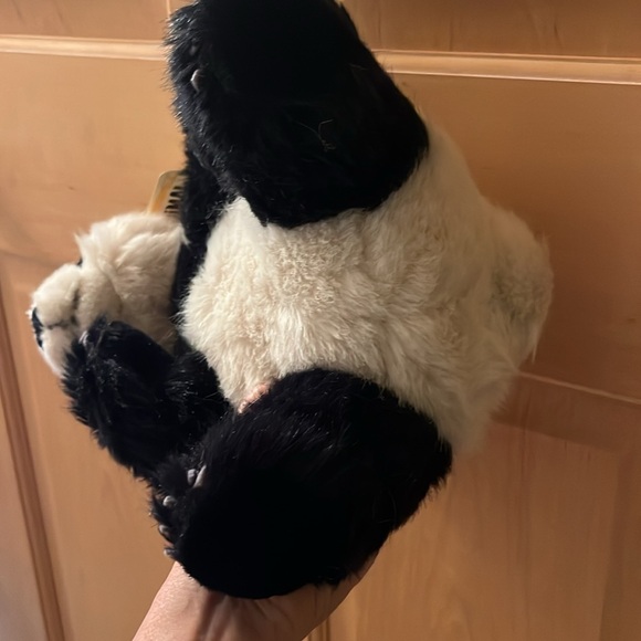 NEW PANDA fur BEAR REALISTIC Animal Kingdom 13”sitting Plush Stuffed Animal RARE - Picture 8 of 14